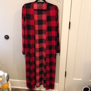 Buffalo plaid long cardigan